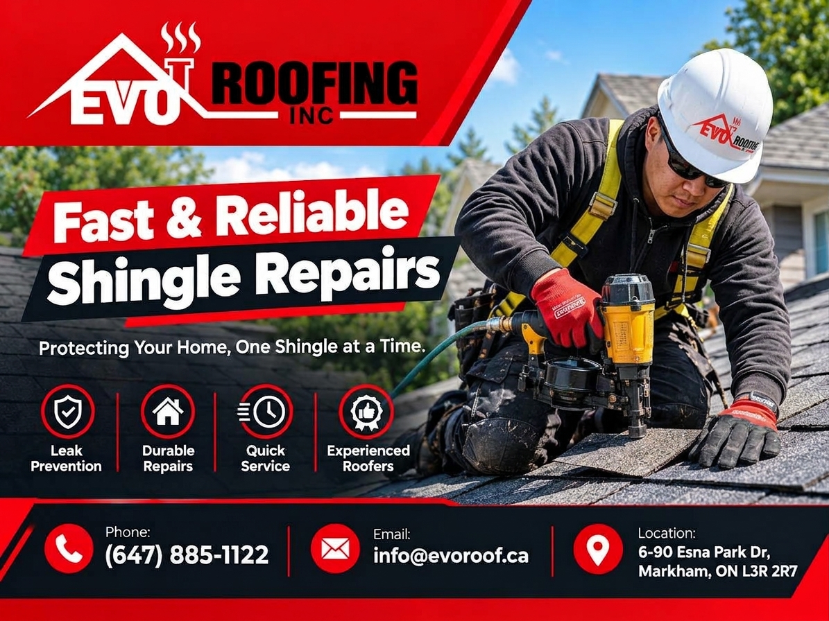 Evo Roofing Inc. shingle repair promotion